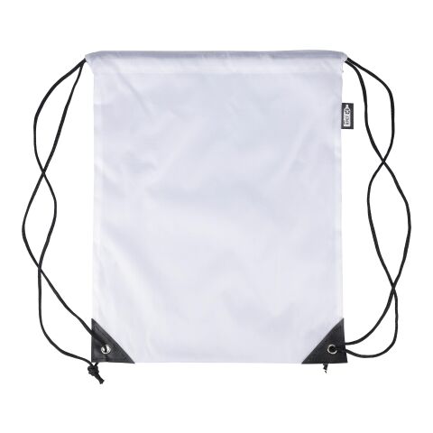 rPET 210D Polyester Rucksack mit Kordelzug Calix Weiß | ohne Werbeanbringung | Nicht verfügbar | Nicht verfügbar