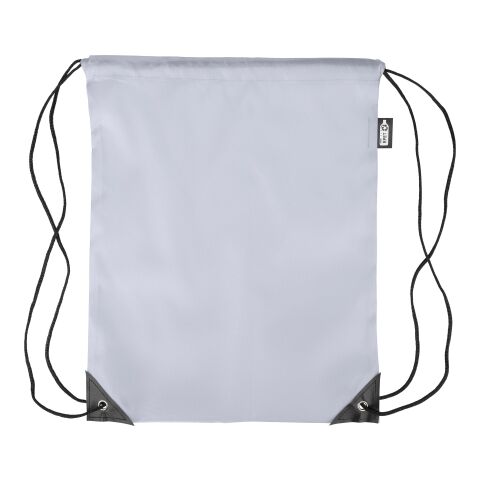 Werbeartikel rPET 210D Polyester Rucksack mit Kordelzug Calix – grau – mit Logo bedruckt