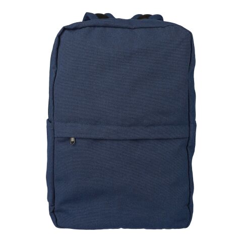 Werbeartikel Rucksack Seraphina aus recyceltem Poly-Baumwollgewebe (330 g/m²) – blau – mit Logo bedruckt