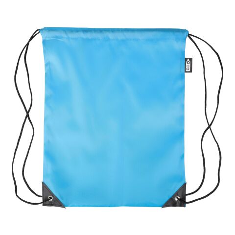 Werbeartikel rPET 210D Polyester Rucksack mit Kordelzug Calix – hellblau – mit Logo bedruckt