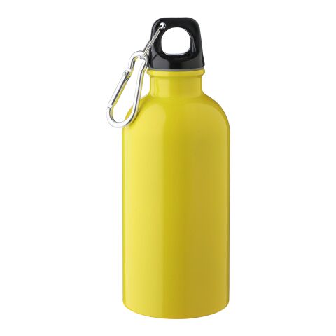 Nachhaltiger Werbeartikel Einwandige Flasche aus recyceltem Edelstahl (400 ml) Sable – Gelb – mit Logo bedruckt