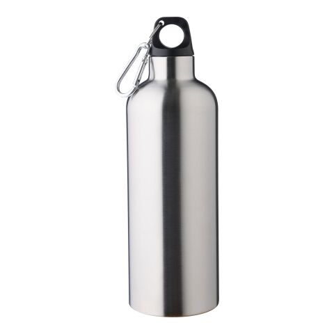 Werbeartikel Lysandra 500 ml Isolierflasche aus recyceltem Edelstahl doppelwandig mit Karabiner & eingraviertem Recycling-Logo – silber – mit Logo