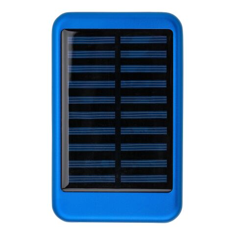 Werbeartikel Aluminium Solar-Powerbank Tycho – blau – mit Logo bedruckt