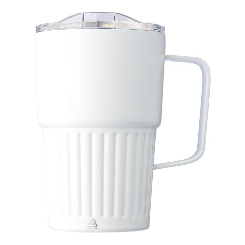 Recycelter Edelstahl-Reisebecher mit doppelter Wand (450 ml) von Calo Weiß | ohne Werbeanbringung | Nicht verfügbar | Nicht verfügbar