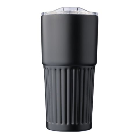 Werbeartikel Recycelter doppelwandiger Trinkbecher aus Edelstahl (500 ml) Kael – Schwarz – mit Logo bedruckt