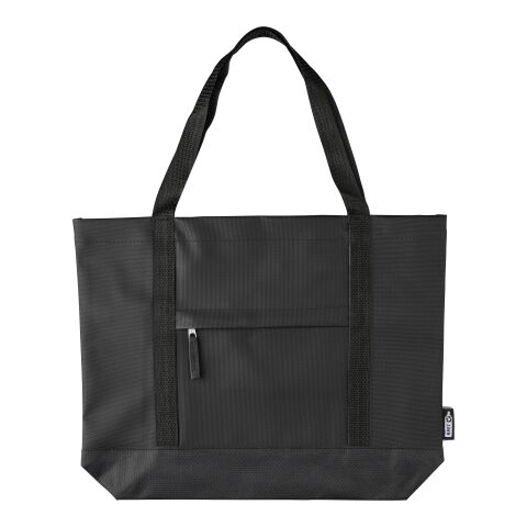 Werbeartikel rPET Polyester (600D) Tragetasche Lumi – schwarz – mit Logo bedruckt