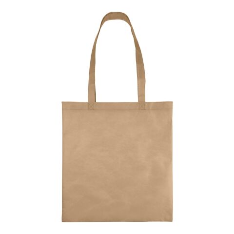 Werbeartikel Einkaufstasche aus Vliesstoff (80 g/m2) Taye – beige – mit Logo bedruckt