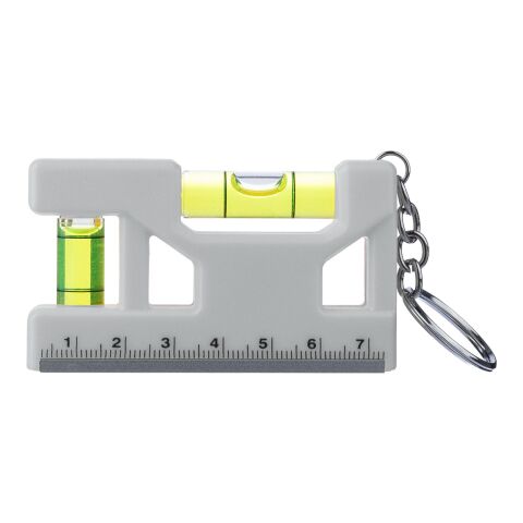 Werbeartikel Wasserwaage Indira aus recyceltem ABS, magnetisches 2in1 Tool mit Messskala inkl. Geschenkverpackung – Weiß – mit Logo bedruckt