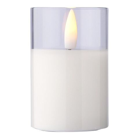 Werbeartikel PP LED Kerze Serin – weiß – mit Logo bedruckt