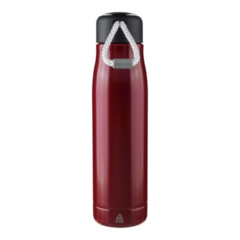 Werbeartikel Solene 500 ml Isolierflasche aus recyceltem Edelstahl doppelwandig mit Vakuum-Isolation & Tragekordel – Rot – mit Logo bedruckt