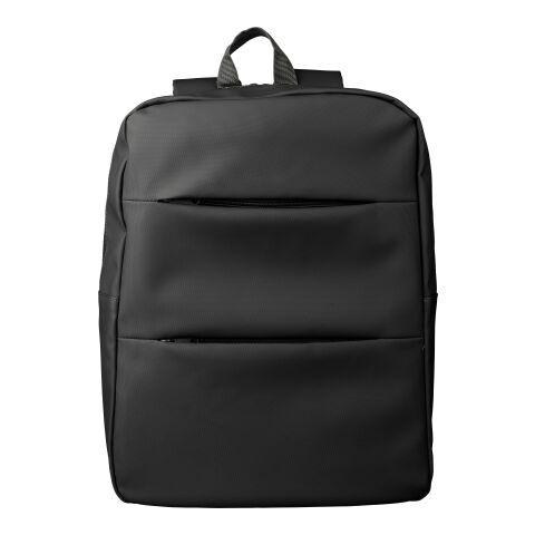 Werbeartikel PU 15 Zoll Laptop-Rucksack Felicia – schwarz – mit Logo bedruckt