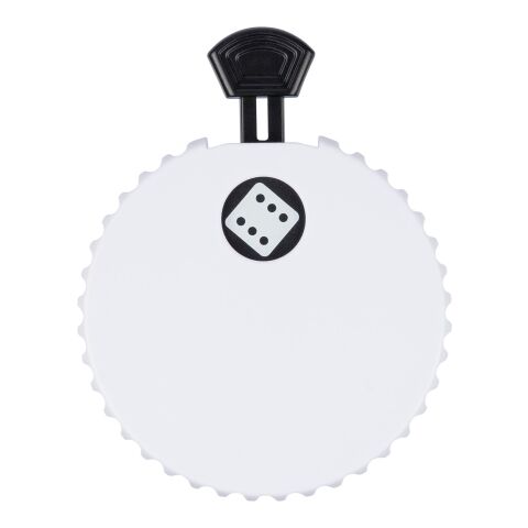 Recycelter mechanischer Würfel aus ABS-Kunststoff Cian weiß/schwarz | ohne Werbeanbringung