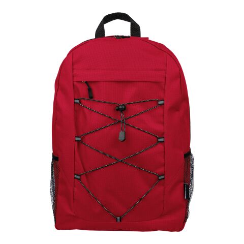 Werbeartikel rPET-Polyester (600D) Abenteuerrucksack Jari – rot – mit Logo bedruckt
