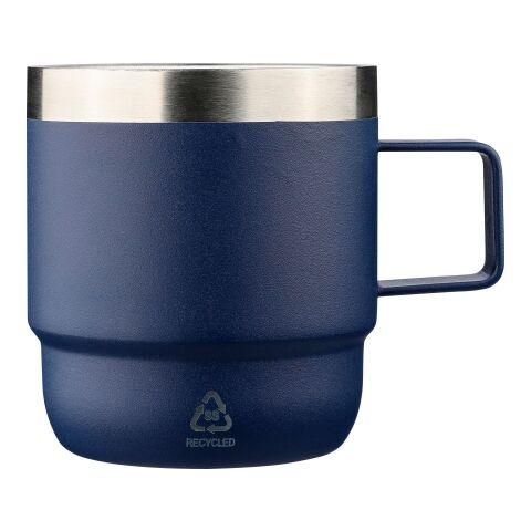 Werbeartikel 180 ml Lilia Doppelwand-Edelstahlbecher aus Recycling-Stahl mit Keramik-Innenbeschichtung & Henkel – Blau – mit Logo bedruckt