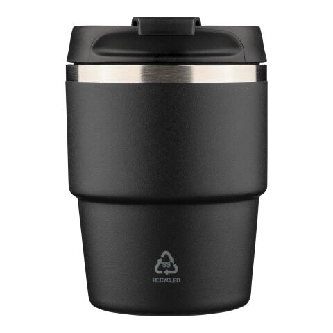 Werbeartikel Oli 175 ml Thermobecher Recycling-Edelstahl doppelwandig kompakt ideal für Kaffeemaschinen – Schwarz – mit Logo bedruckt