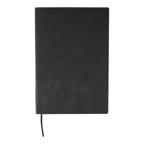 Werbeartikel Recyceltes PU-Notizbuch (A5) Elian – schwarz – mit Logo bedruckt