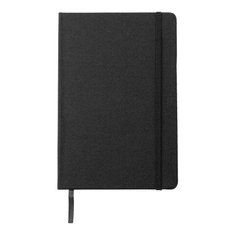 Mitarbeitergeschenk Notizbuch Samira rPET – schwarz – mit Logo geprägt DIN A5 nachhaltiges Notizbuch liniert