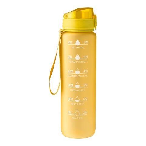 Werbeartikel RPET-Trinkflasche (1000 ml) Brinley – Gelb – mit Logo bedruckt