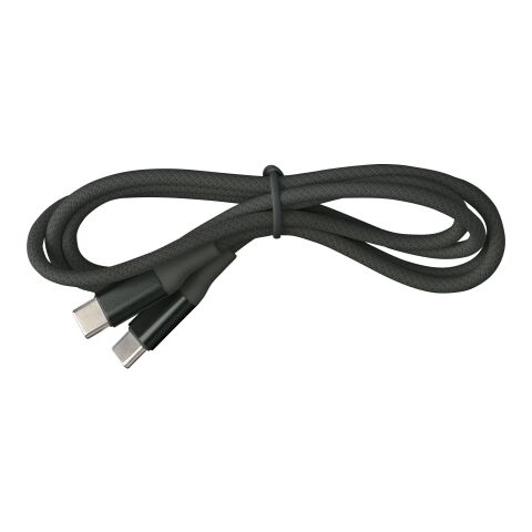 Werbeartikel Nylon Ladekabel Jacob – Schwarz – mit Logo bedruckt