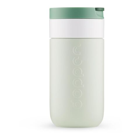 Werbeartikel Dopper 300 ml Reisebecher aus 90% Recycling-Stahl hält 6h heiß & 20h kalt nachhaltig & auslaufsicher – waldgrün – mit Logo bedruckt
