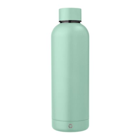 Werbeartikel Flasche aus recyceltem Edelstahl Isaiah – pastellgrün – mit Logo bedruckt