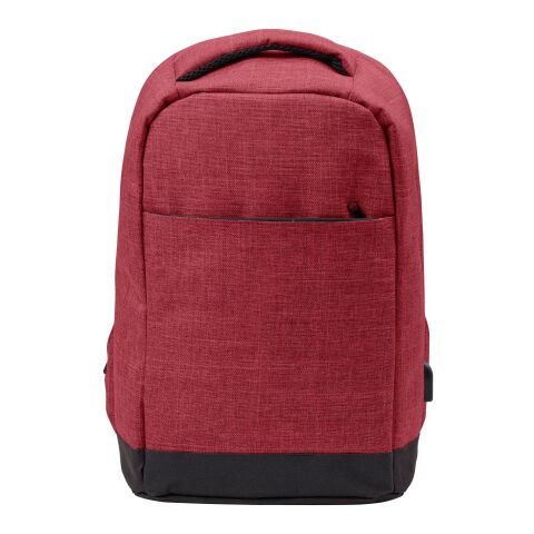 Mitarbeitergeschenk Rucksack Warschau – dunkelrot – mit Logo bedruckt mit Laptopfach komfortabler Backpack für das Onboarding
