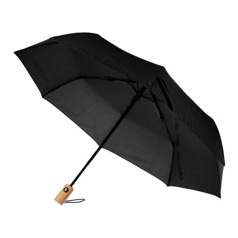 Streuartikel Taschenschirm Teodora – schwarz – mit individuellem Logodruck nachhaltiger Öko-Regenschirm als Messe-Giveaway