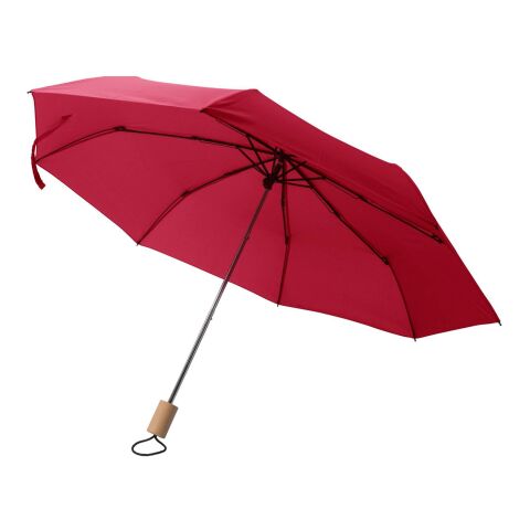 Werbeartikel Taschenschirm Brooklyn – rot – mit individuellem Logodruck als praktisches Messe-Giveaway aus recyceltem RPET-Material