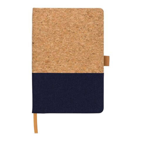 Werbeartikel Notizbuch Trevor aus Kork und Baumwolle – Blau – mit Logo bedruckt