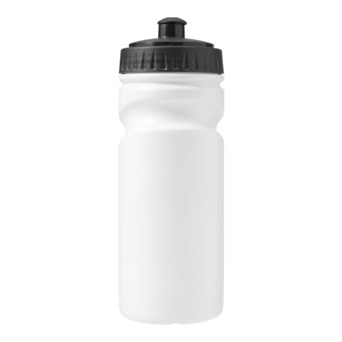 Werbeartikel Recycelte Kunststoff Trinkflasche 500 ml Livorno Schnellverschluss auslaufsicher BPA-frei Lasergravur geeignet – schwarz – mit Logo