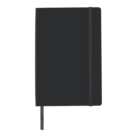 Mitarbeitergeschenk Notizbuch Storyteller – schwarz – mit Logo bedruckt DIN A5 liniert 80 Blatt mit Gummiband und Lesezeichen
