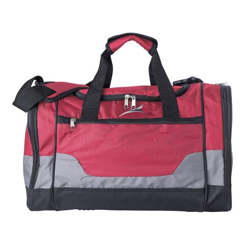Firmengeschenk Sporttasche Polyester – rot – mit Logo bedruckt 45x26x29 cm als geräumige Reisetasche für Events und Firmen-Events