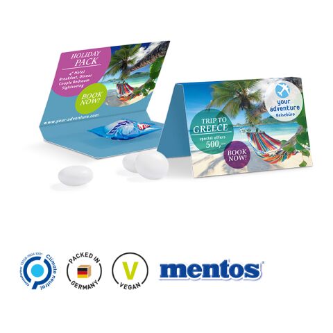 Werbekarte Visitenkartenformat Mentos Kaudragee 1er Mint weiß | 4C-Digitaldruck