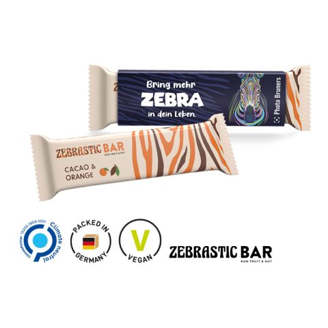 Zebra Bar Cacao &amp; Orange weiß | 4C-Digitaldruck | Cacao &amp; Orange