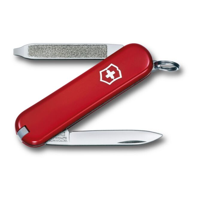 Werbeartikel Victorinox Escort Taschenmesser mit Logodruck – Rot – 6-Funktionen-Tool für Büro und Firmenkunden