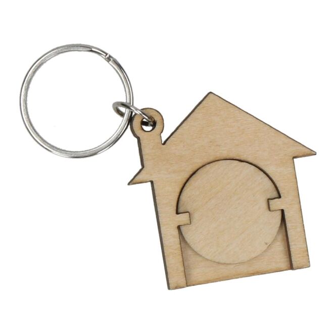 Werbeartikel Schlüsselanhänger House mit Gravur – Natur – nachhaltiges Accessoire für Firmen und Immobilien