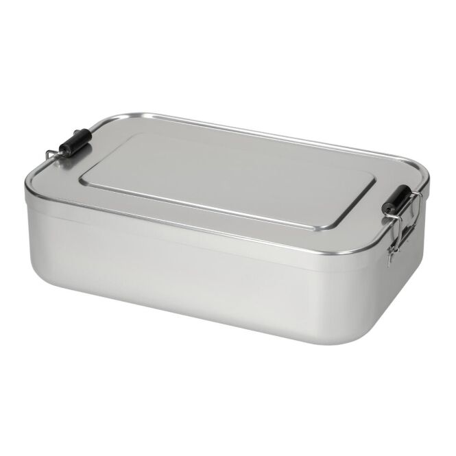 Werbeartikel Vorratsdose Aluminium mit Logodruck – Silber – robuster Behälter für Büro und Verpflegung