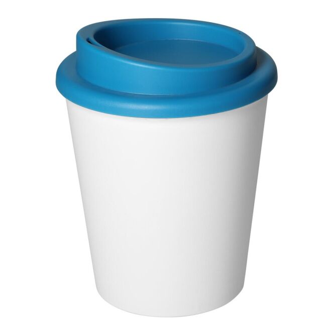 Werbeartikel Kaffeebecher Premium mit Logodruck – Weiß – doppelwandiger Upcycling-Becher für Büro und Konferenzen