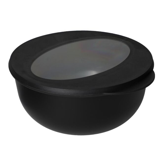 Werbeartikel Food-Bowl ToGo Deluxe mit Logodruck – Schwarz – wiederverwendbarer Essensbehälter für Unternehmen und Kantinen