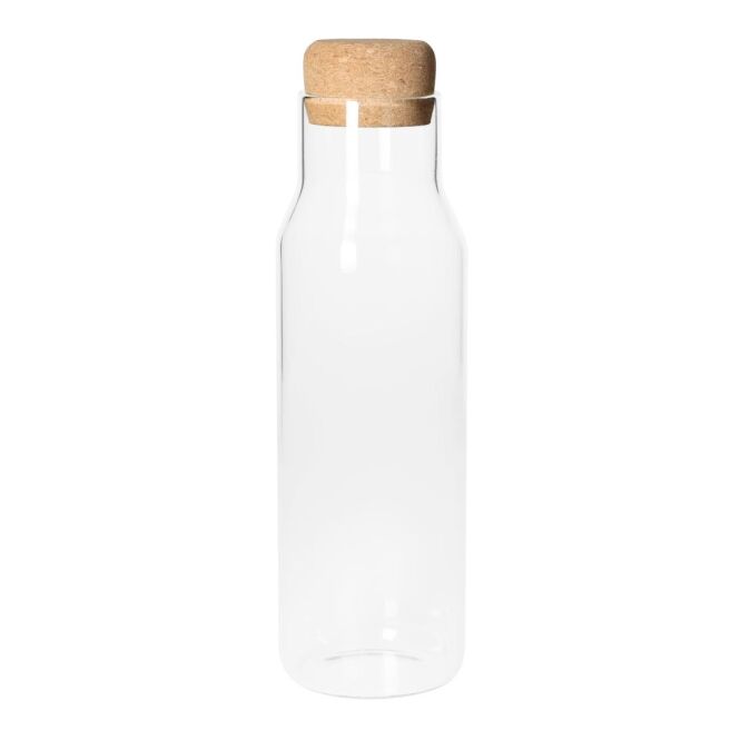 Werbeartikel Glaskaraffe Pour 1,1 Liter mit Gravur – Weiß – edles Glasgefäß für Business-Events und Bürotische