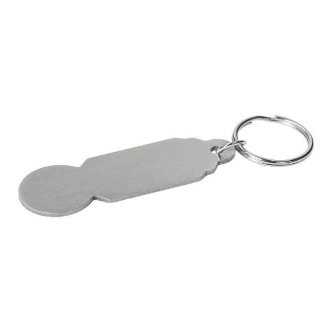 Streuartikel Einkaufswagenlöser Acero – silber – mit Logo bedruckt als praktisches Messe-Giveaway für den Firmen-Schlüsselbund