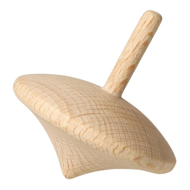 Werbeartikel Kreisel Classic Holz mit Logodruck – Natur – hölzernes Geschicklichkeitsspiel für Firmenevents und Marketing