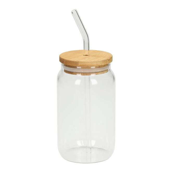 Werbeartikel Trinkglas Tropical 460 ml mit Gravur – Natur – nachhaltiges Glasgefäß für Cocktails und Büro