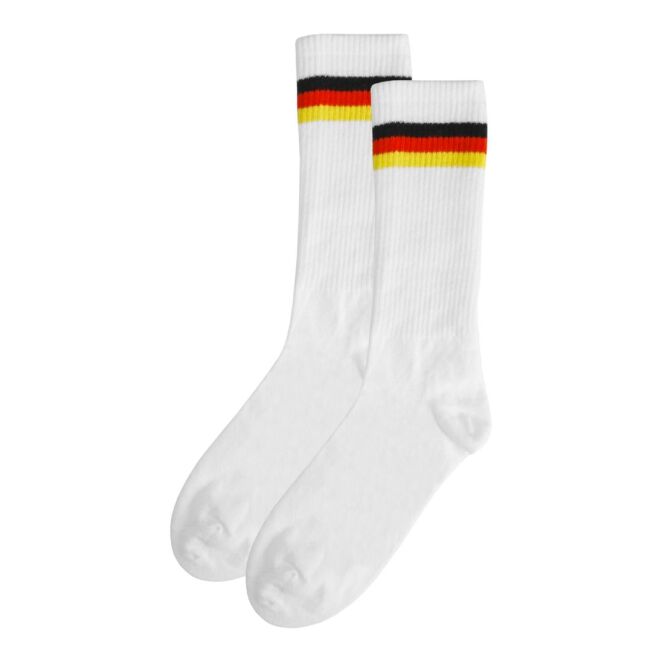 Werbeartikel Socken Germany 38-41 mit Logodruck – Weiß – Fan-Accessoire für Firmen und Events