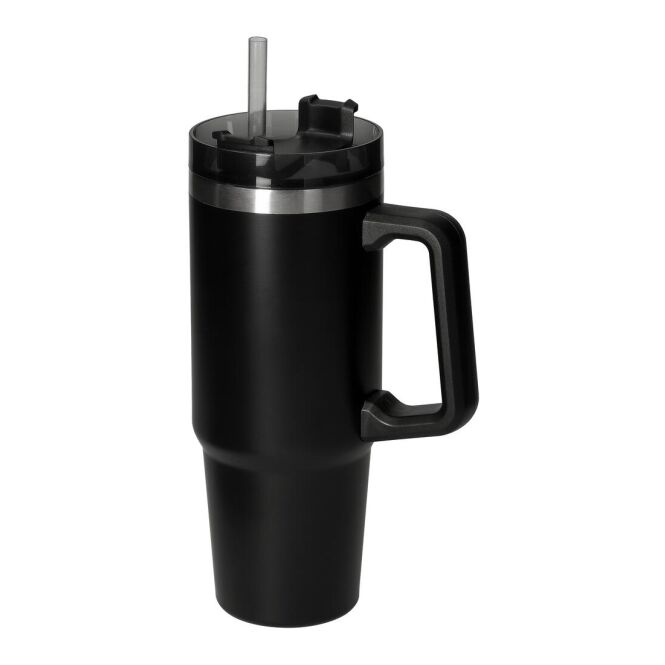 Firmengeschenk Vakuumbecher Tampa mit Gravur – 800 ml doppelwandig – Schwarz – Thermobehälter für Büro und Außeneinsatz