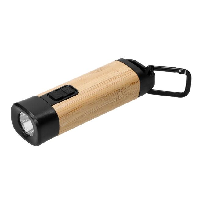 Werbeartikel Taschenlampe Apollon aus Bambus mit Gravur – Natur – leistungsstarke LED-Leuchte für Firmen und Veranstaltungen