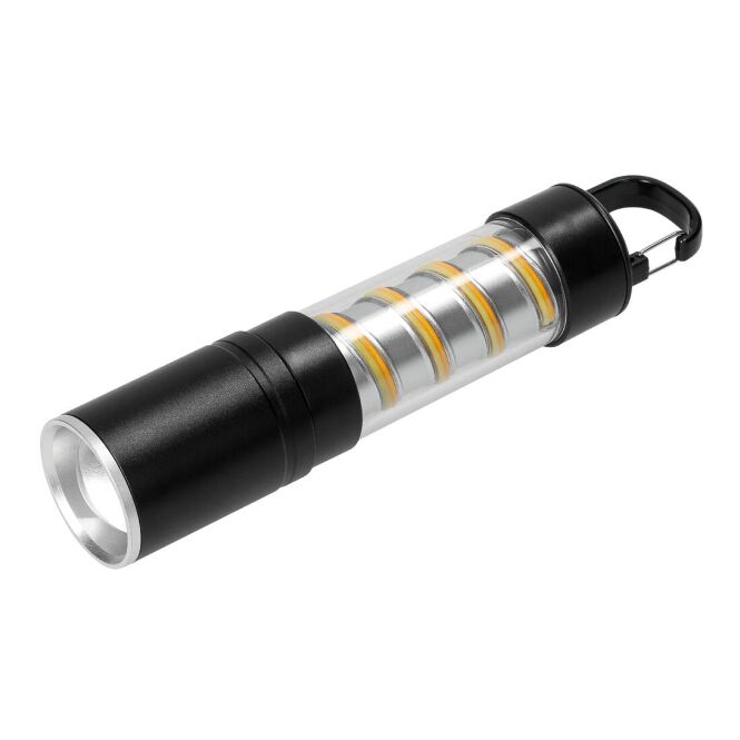 Werbeartikel Taschenlampe Lumi 17,5 cm mit Gravur – Schwarz – robuste LED-Leuchte für Unternehmen