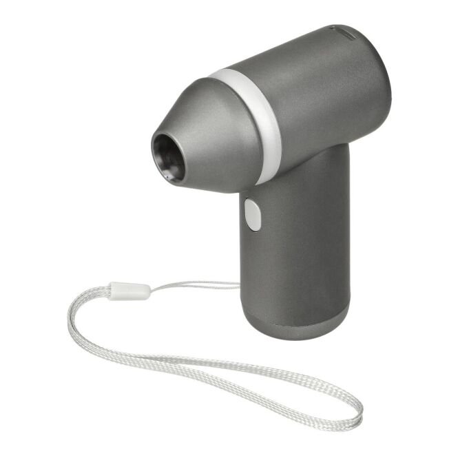 Werbeartikel Handventilator Boost mit Logodruck – Weiß/Schwarz – 4 Leistungsstufen akkubetriebener Ventilator für Messen und Büro