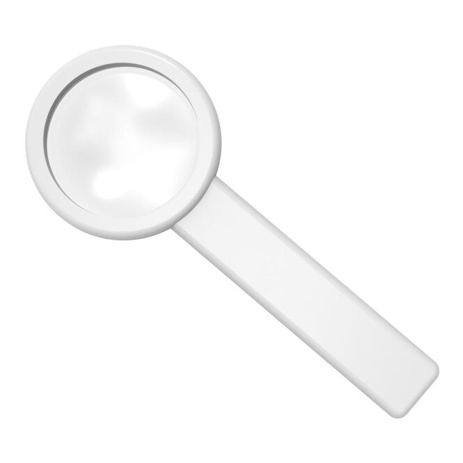 Werbeartikel Stiellupe Handle 5x mit Logodruck – Weiß – 5-fache Vergrößerung für Büro und Messe