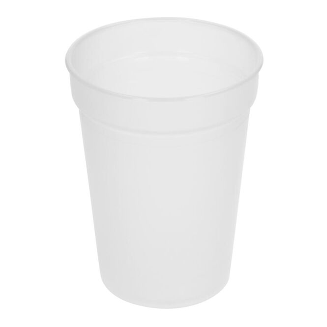 Werbeartikel Trinkbecher Pfand – transparent-milchig – mit Logo bedruckt 0,3 l nachhaltiger Mehrwegbecher für Events & Festivals
